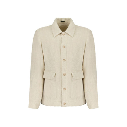 Beige Virgin Wool Full-Length Jacket