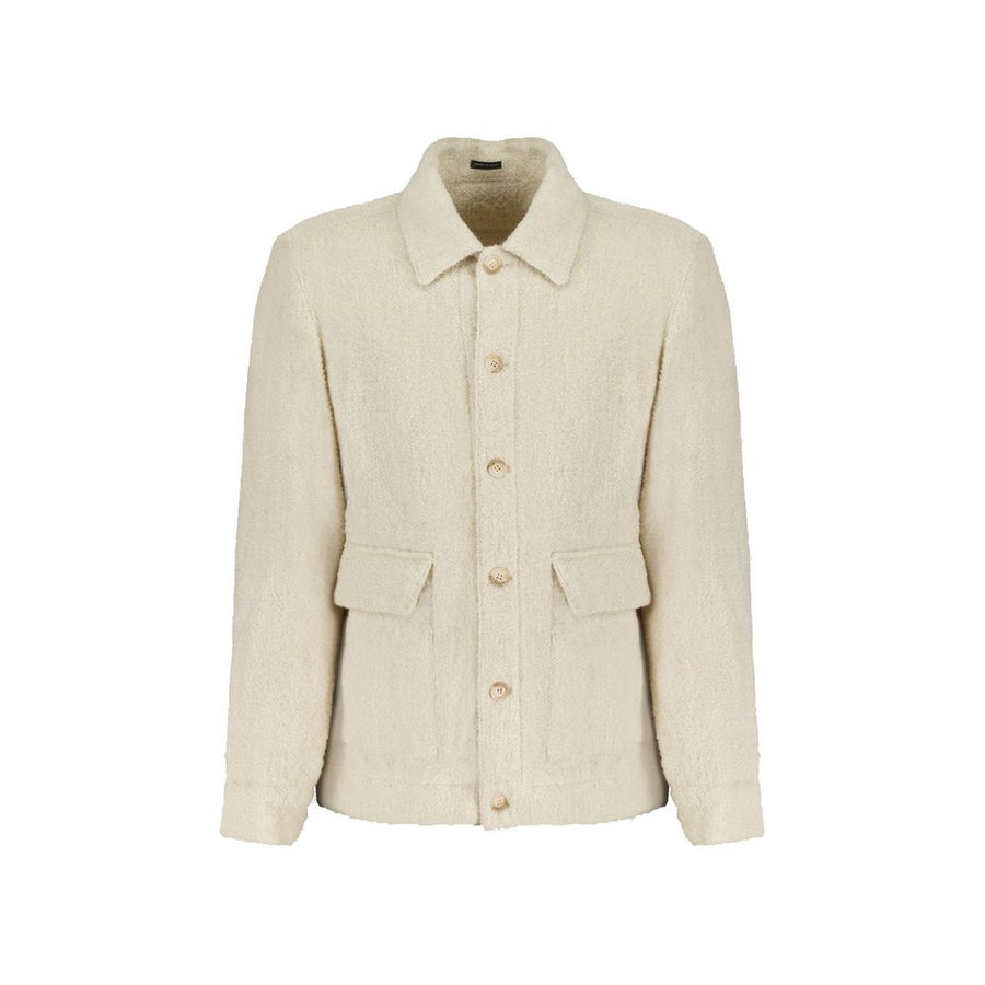 Beige Virgin Wool Full-Length Jacket