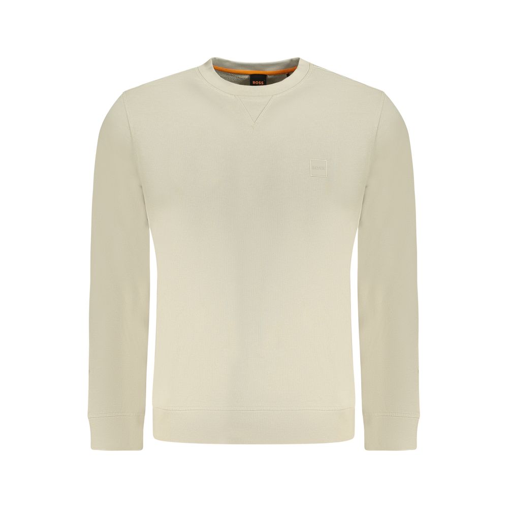 Beige Cotton Men Sweatshirt