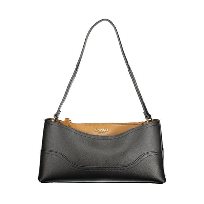 Nero Polyurethane Women Bag with Compartments and Central Pocket