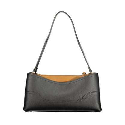 Nero Polyurethane Women Bag with Compartments and Central Pocket