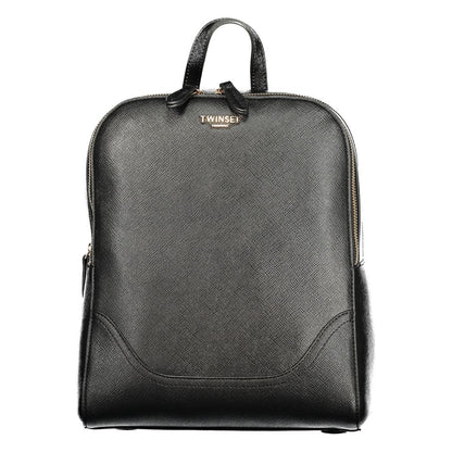 Black Polyurethane Women Backpack