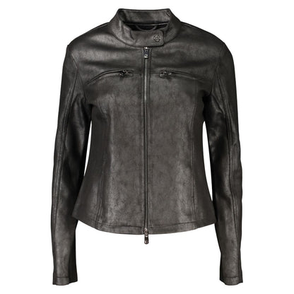 Black Polyester Biker Jacket