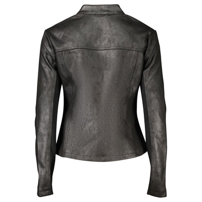 Black Polyester Biker Jacket