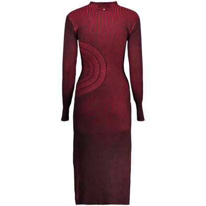 Red Polyester Casual Dress