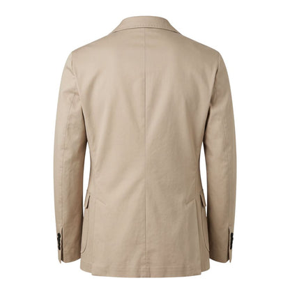 Beige Cotton Men Jacket