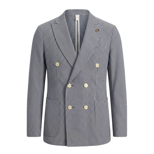 Blue Cotton Men Jacket