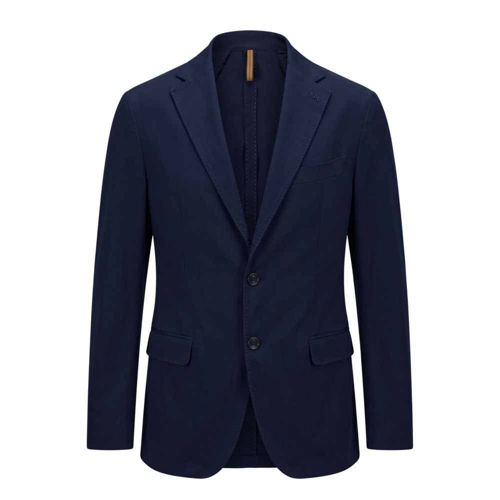 Blue Cotton Men Jacket