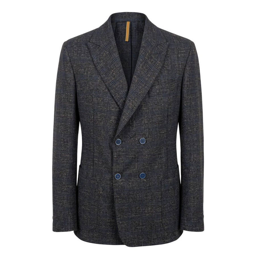 Blue Viscose Men Jacket