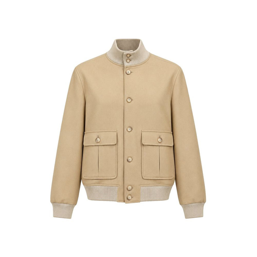 Beige Virgin Wool Bomber