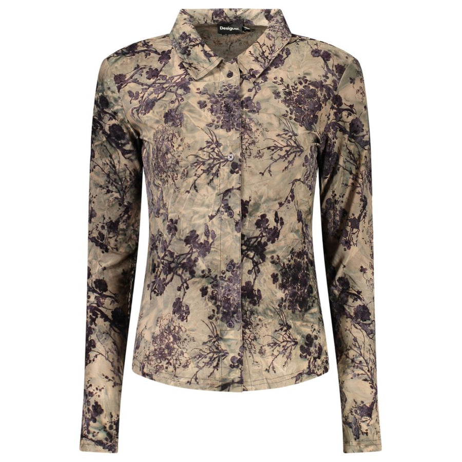 Brown Polyester Women's Shirt