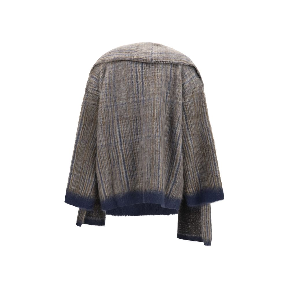 Gray Mohair Full-Length Jacket
