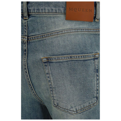 Blue Cotton Flared Jeans