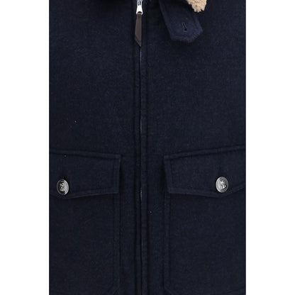 Blue Cashmere Full-Length Jacket