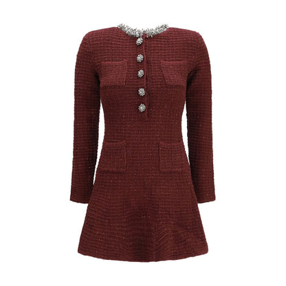 Bordeaux Polyester Casual Dress
