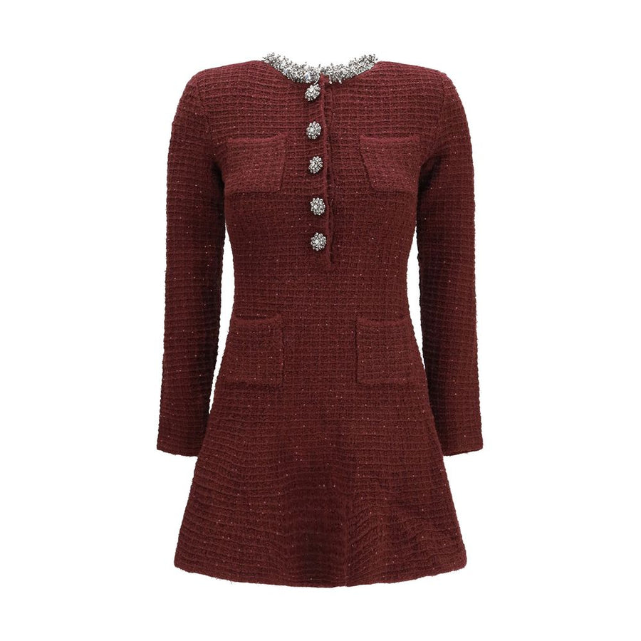 Bordeaux Polyester Casual Dress