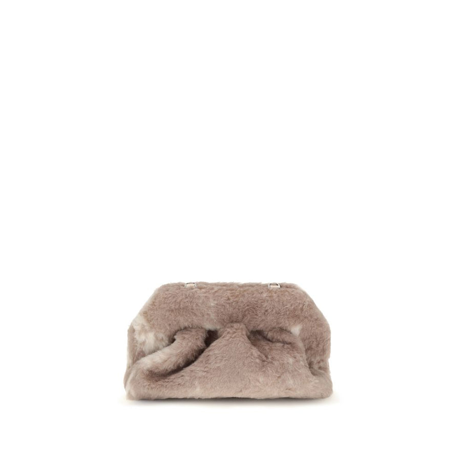 Beige Faux Fur Clutch Bag