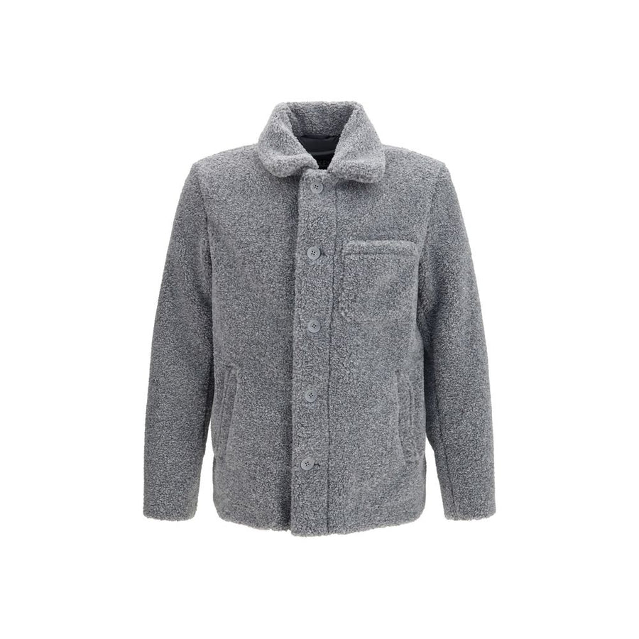 Gray Polyester Full-Length Jacket