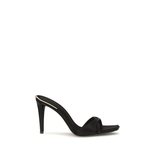 Black Viscose Stiletto Heel Sandals