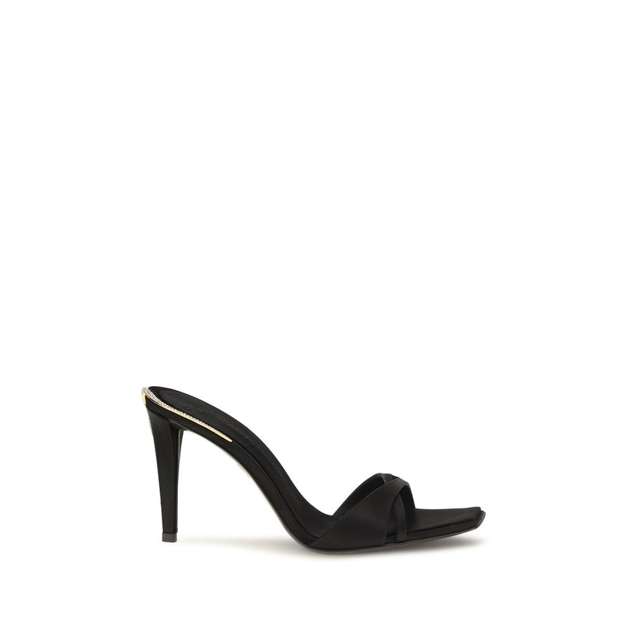 Black Viscose Stiletto Heel Sandals