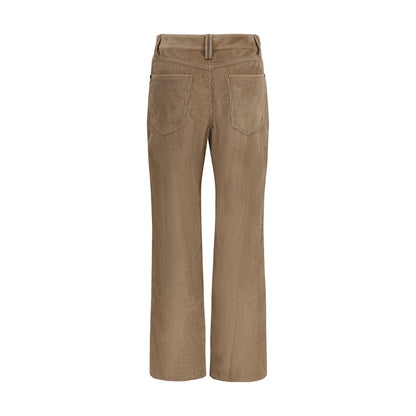 Brown Cotton Casual Pants