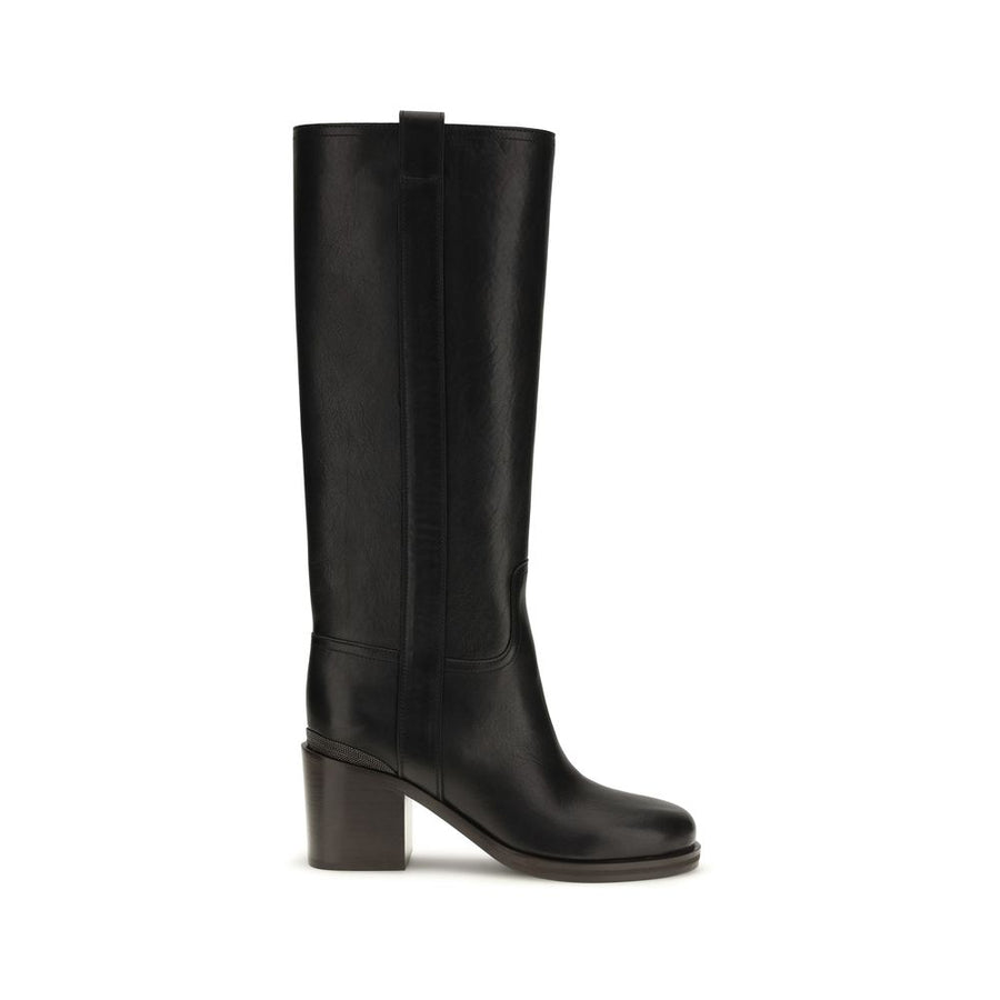 Black Calf Leather Bos Taurus High Heel Boots