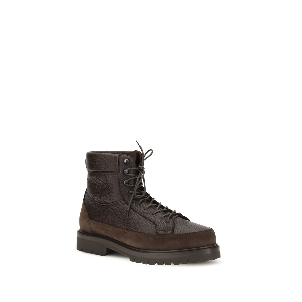 Brown Calf Leather Bos Taurus Lace-Up Boots