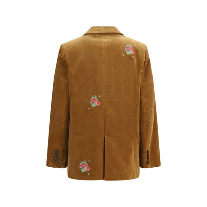 Brown Cotton Full-Length Jacket