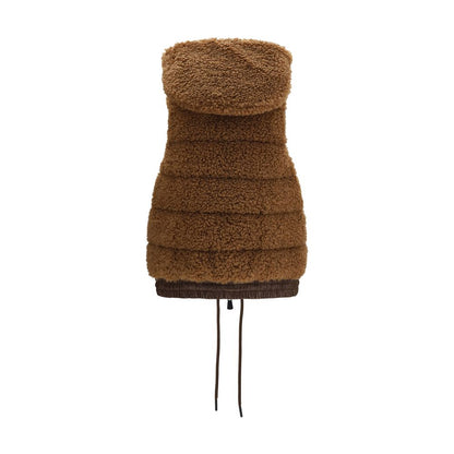 Brown Polyamide Sleeveless Jacket