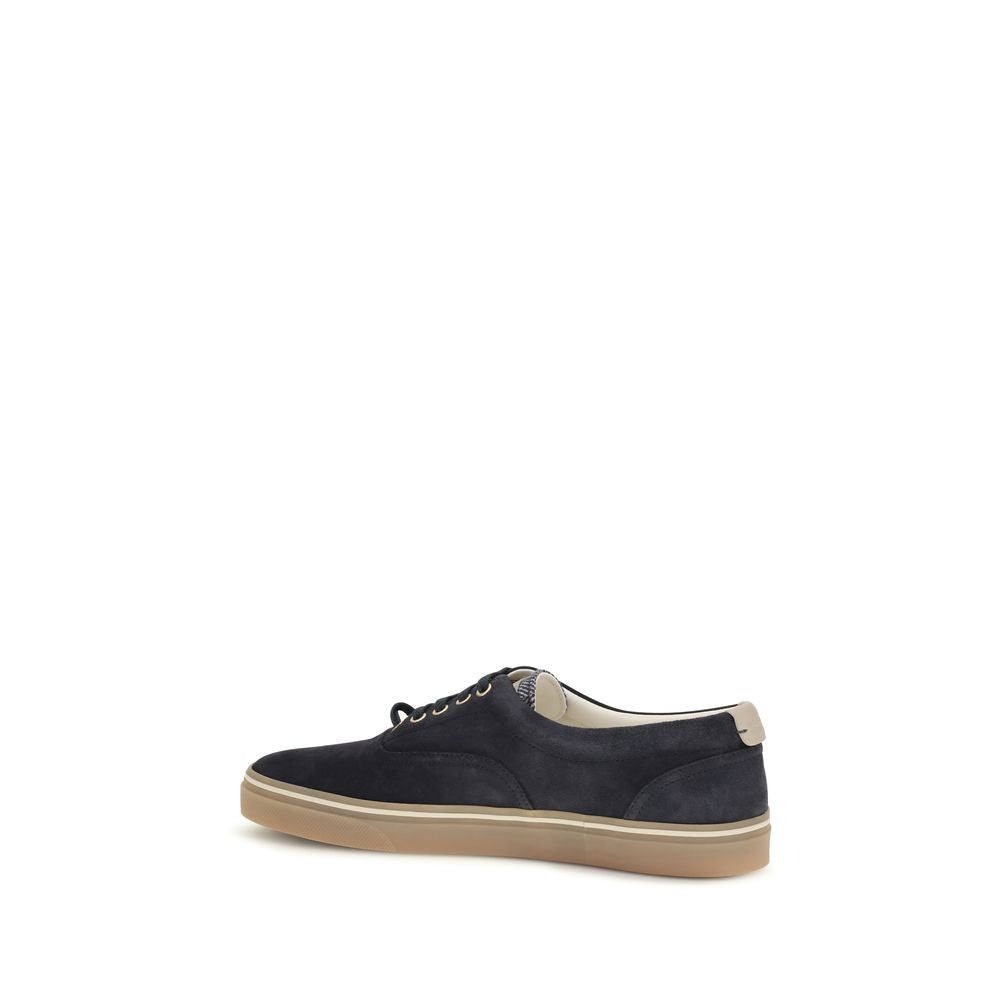 Blue Suede Leather Low Top Sneakers