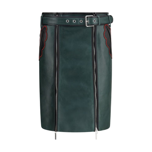 Bicolor Calf Leather Bos Taurus Long Skirt