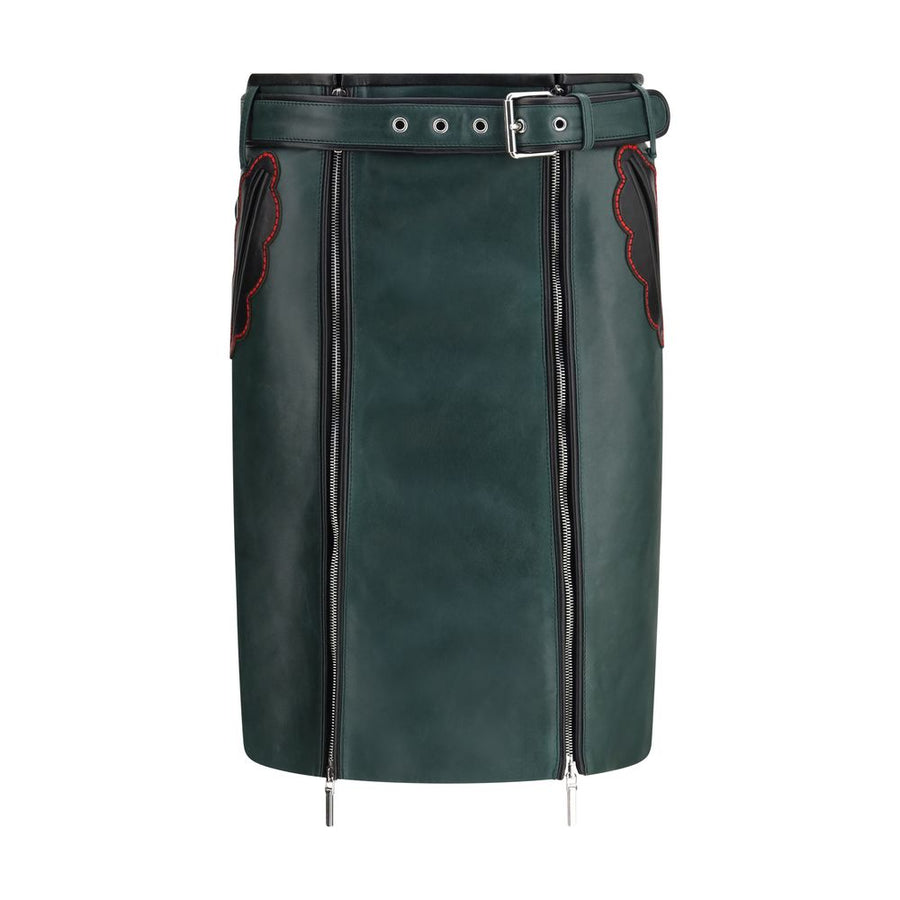 Bicolor Calf Leather Bos Taurus Long Skirt
