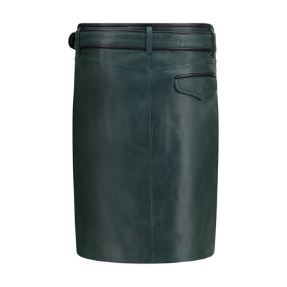 Bicolor Calf Leather Bos Taurus Long Skirt