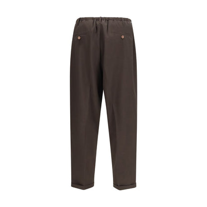 Brown Polyester Casual Pants