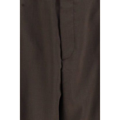 Brown Polyester Casual Pants