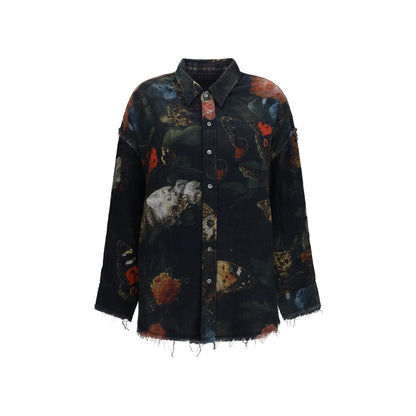 Black Cotton Pattern Shirt