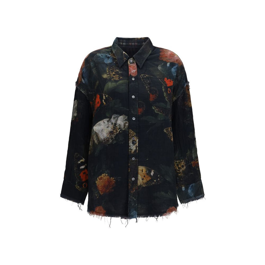 Black Cotton Pattern Shirt