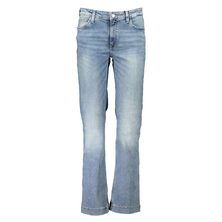 Blue Cotton Flared Jeans