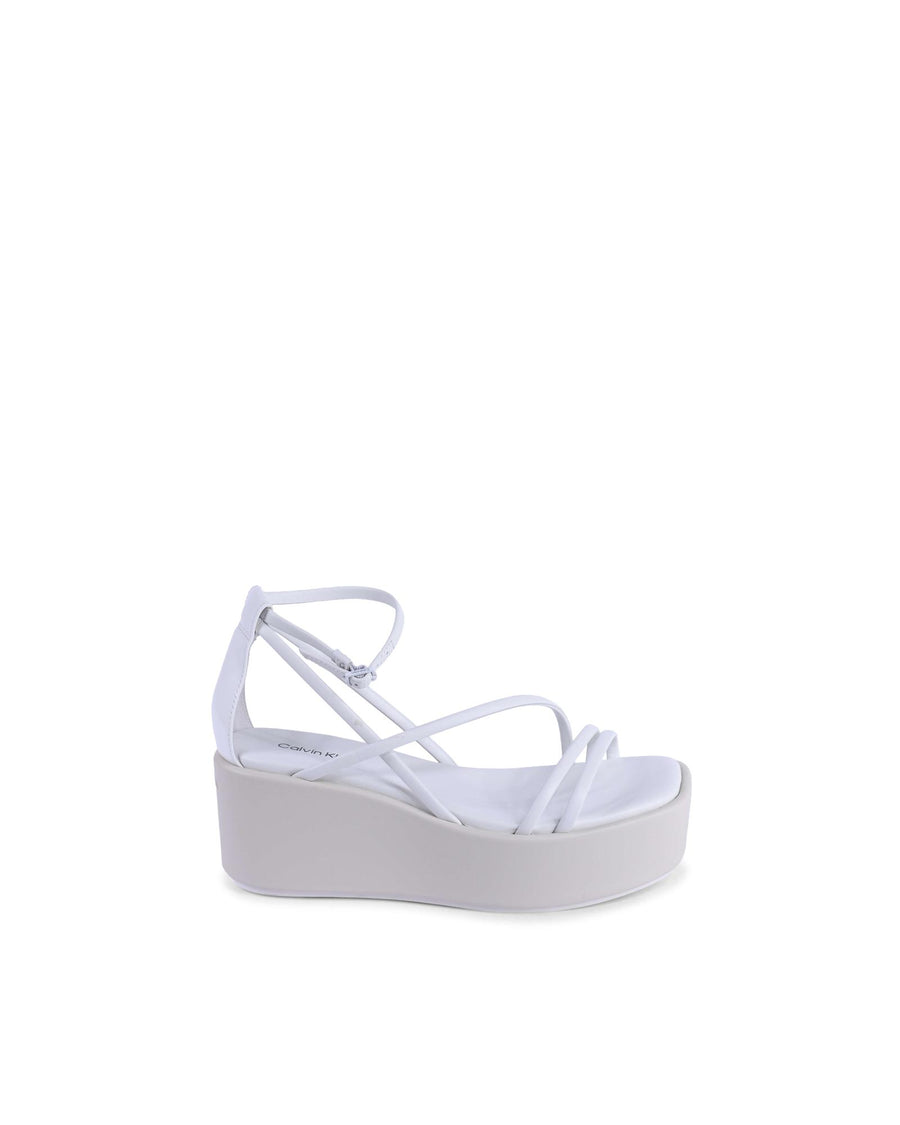 White Leather Platform Sandals