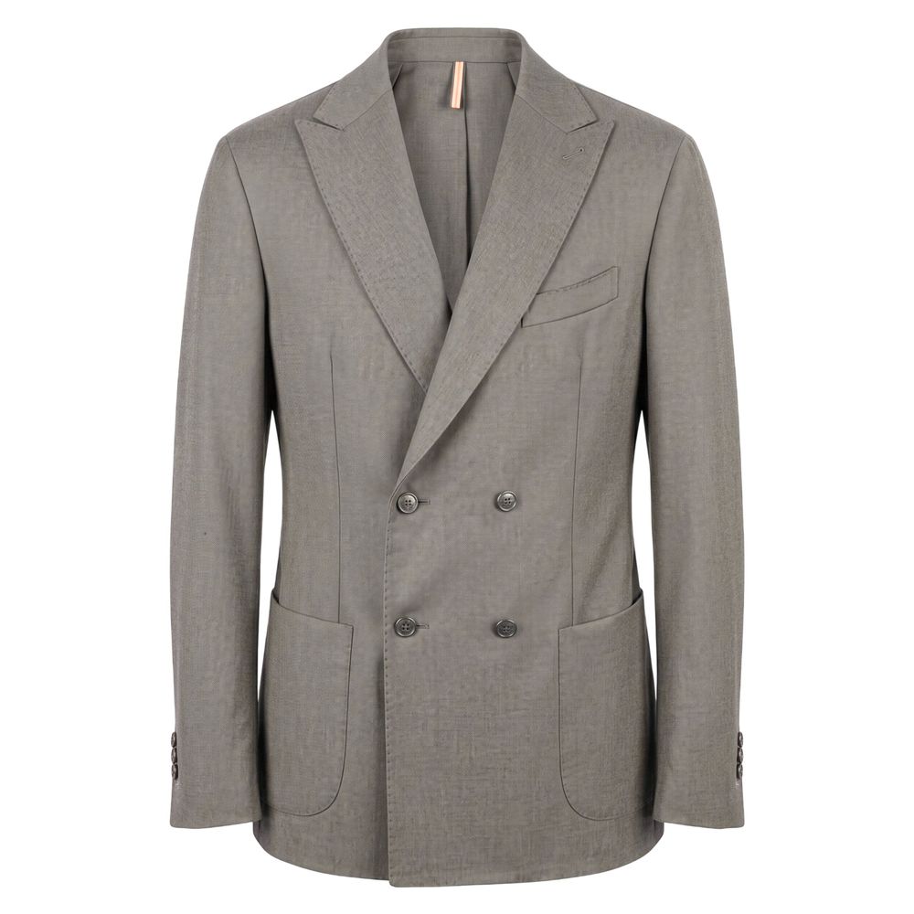 Grey Viscose Men Jacket