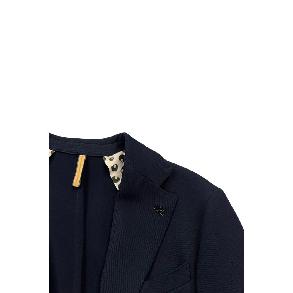 Blue Polyester Men Jacket