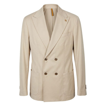 Beige Viscose Men Jacket