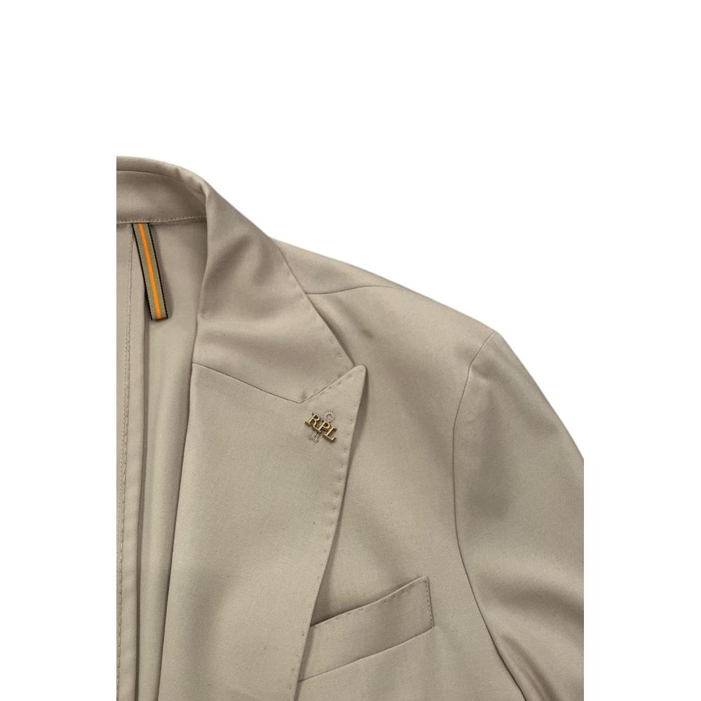 Beige Viscose Men Jacket