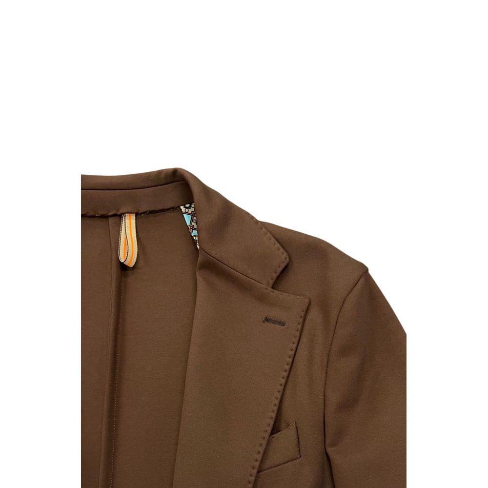 Brown Viscose Men Jacket