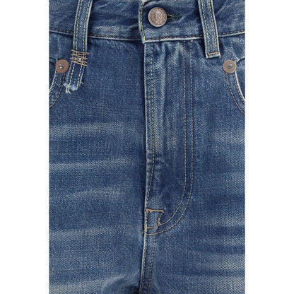 Blue Cotton Boyfriend Jeans