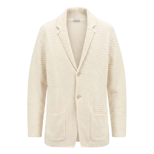 White Cotton Men's Cardigan
