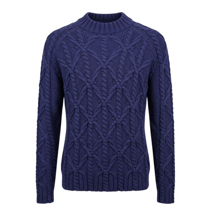 Blue Cotton Men Sweater