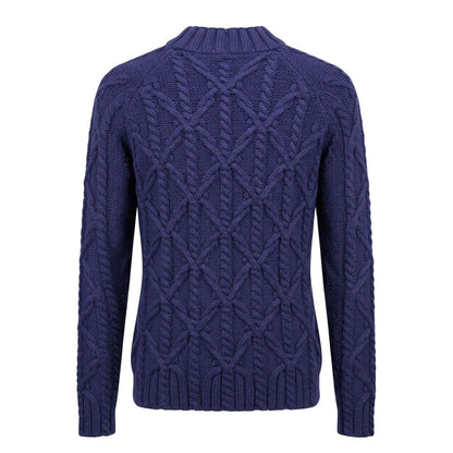 Blue Cotton Men Sweater