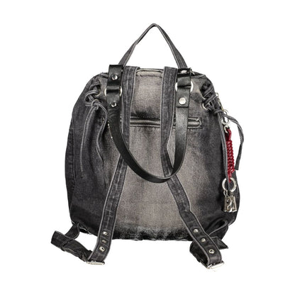 Black Cotton Womens Backpack