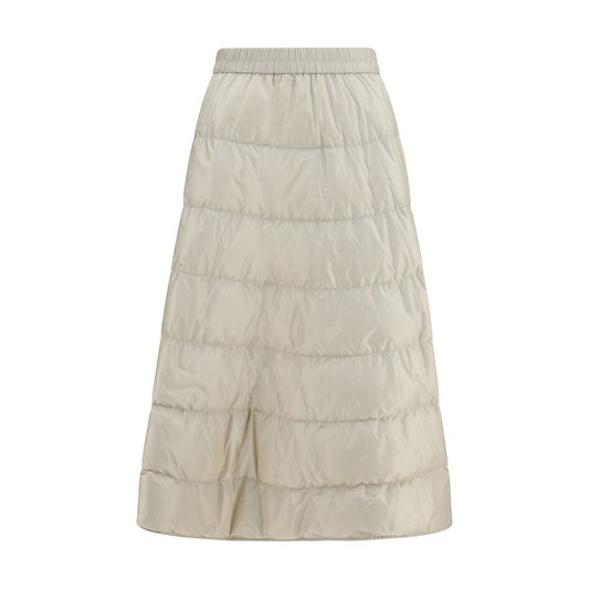 Beige Nylon Midi Skirt